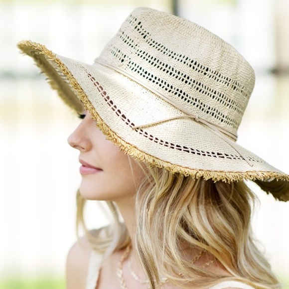 Accessories - SOLD OUT Natural Woven Contrasting Stripe Panama Women's Summer Vacation Hat